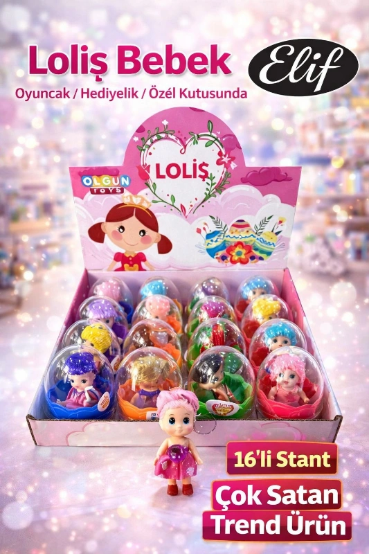 LOLİŞ BEBEK YUVARLAK KUTUDA / 16LI STANT